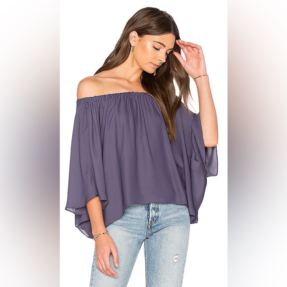 NWT REVOLVE Krisa Off Shoulder Drape Top in Blueberry - Size XS